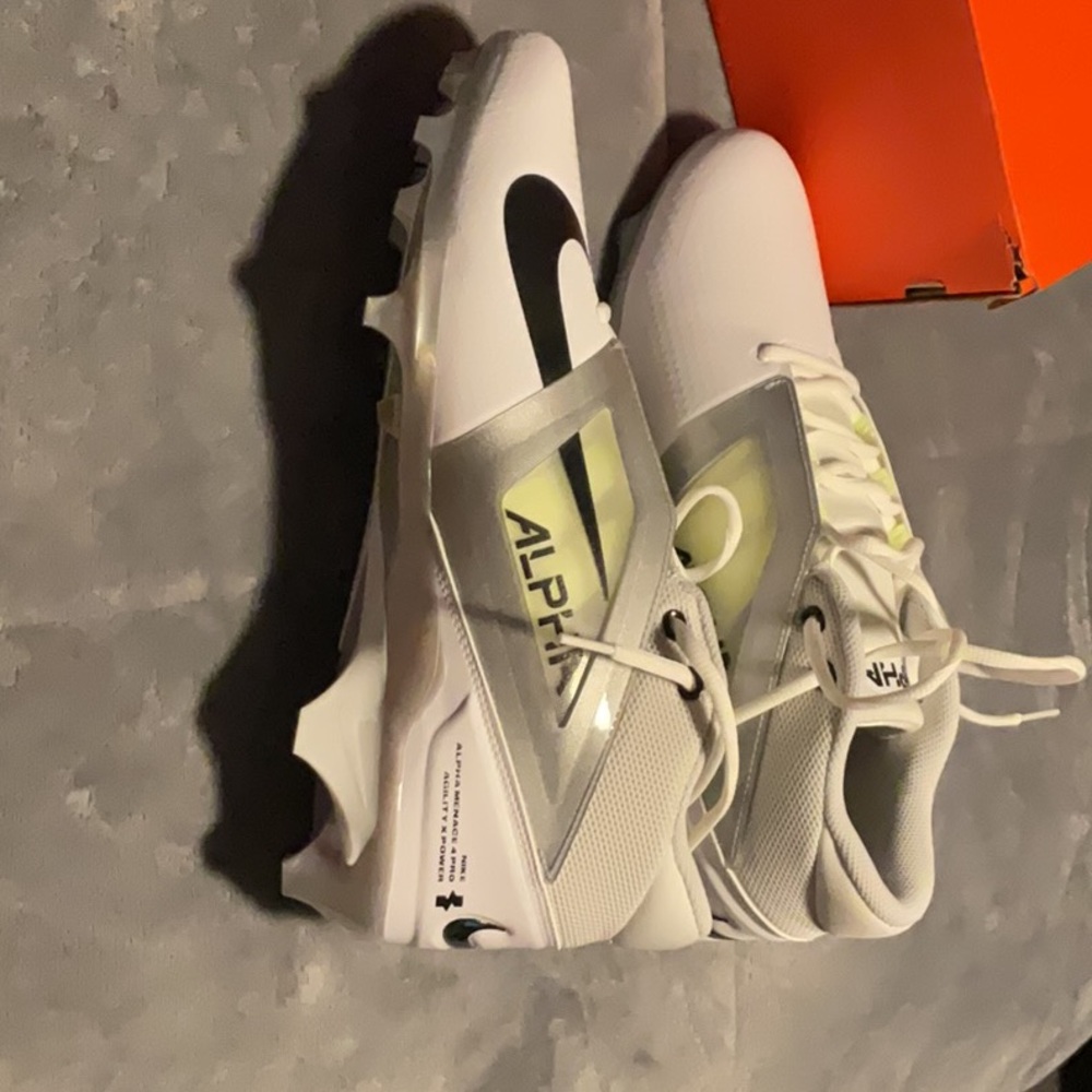 Nike Alpha White and Gray Football Cleats